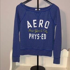 Aeropostale Blue Off-the-Shoulder Sweater